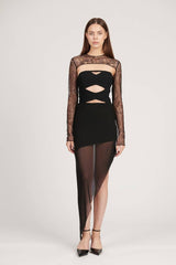 Saléa Future Cut-Out Lace Detail And Tulle Detail Midi Dress