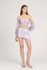 Saléa Gilded Top With Chiffen Sleeves And Draped Details