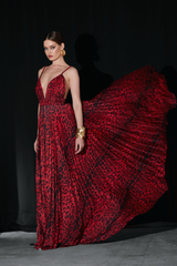 Saléa Flamme Rouge Leopard Silk Satin