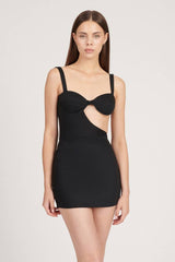 Saléa Pearl Cut-Out Detail Black Dress