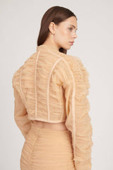 Saléa Cloudy Tulle Draped Crop Jacket