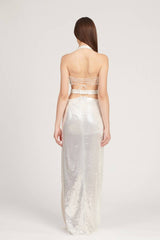 Saléa Glow Sequin Detail Long Dress With Slit