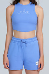Wear Three Points Blue Infinity Crop Camisole