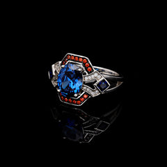 SooSilkyGems RING WITH SAPPHIRE SOLITAIRE CENTER STONE