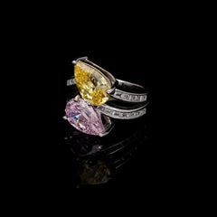 SooSilkyGems BICOLOR PEARSHAPE SOLITAIRE RING
