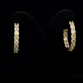 SooSilkyGems MID-SIZE YELLOW DIAMONDS CARRE-CUTSTONE HOOP EARRINGS