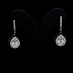 SooSilkyGems ENAMEL-EDGED TEARDROP SOLITAIRE EARRINGS