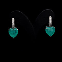 SooSilkyGems MINI HOOP HEART SOLITAIRE STUD EARRINGS