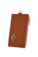 Dellel Deri Brown Zipper Card Holder