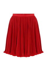 Esra Adıgüzel Carmine - Crepe Chiffon Mini Skirt with Drape Detail