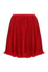 Esra Adıgüzel Carmine - Crepe Chiffon Mini Skirt with Drape Detail