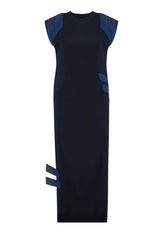 Knitology KNTLGY Black Taffeta Contrast Neck Long Dress