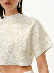Knitology KNTLGY Fingerprint Jacquard Crop Top