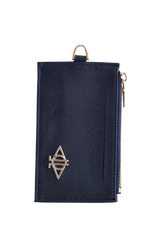 Dellel Deri Navy Blue Zippered Card Holder