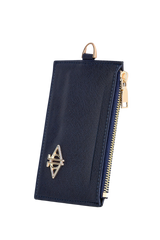 Dellel Deri Navy Blue Zippered Card Holder