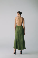 Esra Adıgüzel LINA – Halter Neck Backless Midi Dress with Draped Details
