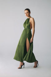 Esra Adıgüzel LINA – Halter Neck Backless Midi Dress with Draped Details