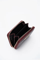 Loventa Genuine Leather Zippered Card Holder Wallet – Blanca Claret Red