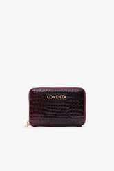 Loventa Genuine Leather Zippered Card Holder Wallet – Blanca Claret Kırmızı
