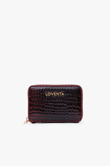 Loventa Genuine Leather Zippered Card Holder Wallet – Blanca Claret Red