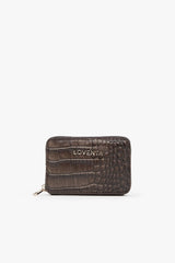 Loventa Genuine Leather Zippered Card Holder Wallet – Blanca Croco Brown