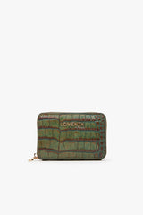 Loventa Genuine Leather Zippered Card Holder Wallet – Blanca Kroko Green