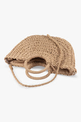 Loventa Large Strap Half-Moon Straw Bag Eshe Camel