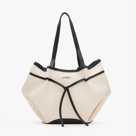 Loventa Büyük Tote Çanta Niesha Siyah Bej