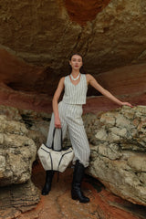 Loventa Büyük Tote Çanta Niesha Siyah Bej