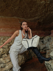 Loventa Büyük Tote Çanta Niesha Siyah Bej