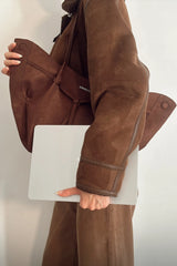 Loventa Large Tote Bag Niesha Brown Suede