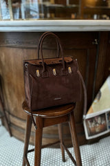 Loventa Orta Boy El Çantası Ciara Bitter Brown Süet