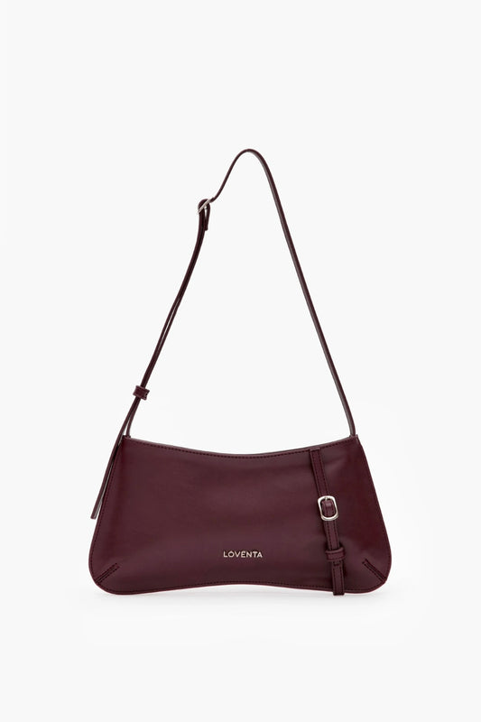 Loventa Shoulder Bag with Belt Detail Eleanor Dark Claret Red