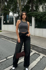 Loventa Shoulder Bag with Belt Detail Eleanor Dark Claret Red