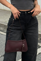 Loventa Shoulder Bag with Belt Detail Eleanor Dark Claret Red