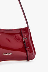 Loventa Shoulder Bag with Belt Detail Eleanor Patent Leather - Burgundy