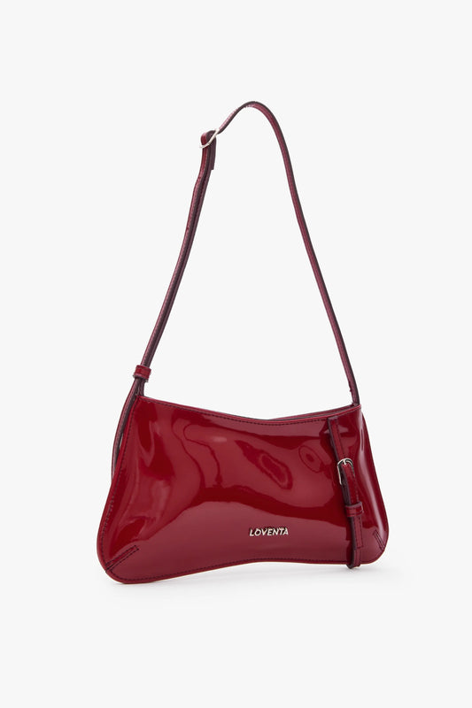 Loventa Shoulder Bag with Belt Detail Eleanor Patent Leather - Burgundy