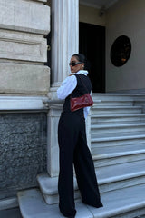 Loventa Shoulder Bag with Belt Detail Eleanor Patent Leather - Burgundy