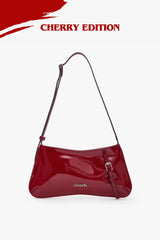 Loventa Shoulder Bag with Belt Detail Eleanor Patent Leather - Burgundy