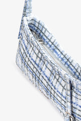 Loventa Kemer Detaylı Omuz Çantası Eleanor Tweed-Mavi