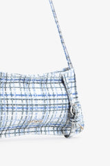 Loventa Kemer Detaylı Omuz Çantası Eleanor Tweed-Mavi