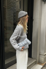 Loventa Kemer Detaylı Omuz Çantası Eleanor Tweed-Mavi