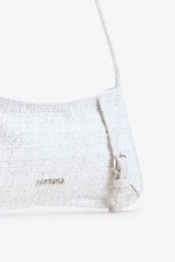 Loventa Shoulder Bag with Belt Detail Eleanor Tweed White