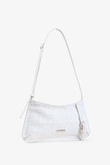 Loventa Shoulder Bag with Belt Detail Eleanor Tweed White