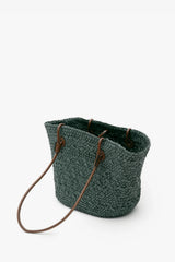 Loventa Wicker Basket Bag Alice Emerald