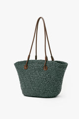 Loventa Wicker Basket Bag Alice Emerald