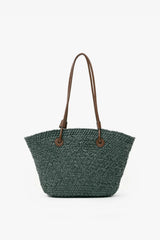 Loventa Wicker Basket Bag Alice Emerald