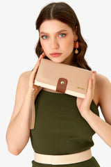 Loventa XL Renkli Cüzdan ve Clutch - Mix Taba