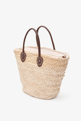 Loventa Zippered Straw Shoulder Bag Aten Beige