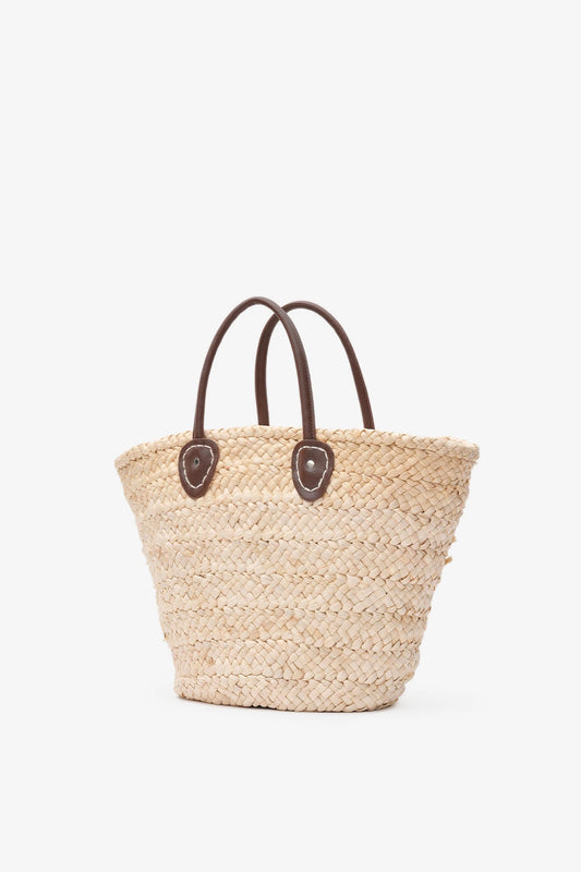 Loventa Zippered Straw Shoulder Bag Aten Beige